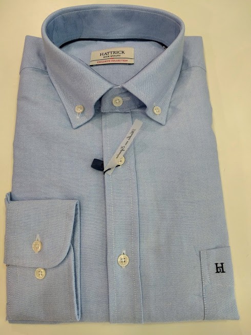 camisa azul con bolsillo regular fit Hattrick